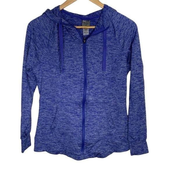 Champion Duo Dry Women’s S Blue Zip Hoodie Jacket Heathered Activewear - Picture 1 of 12